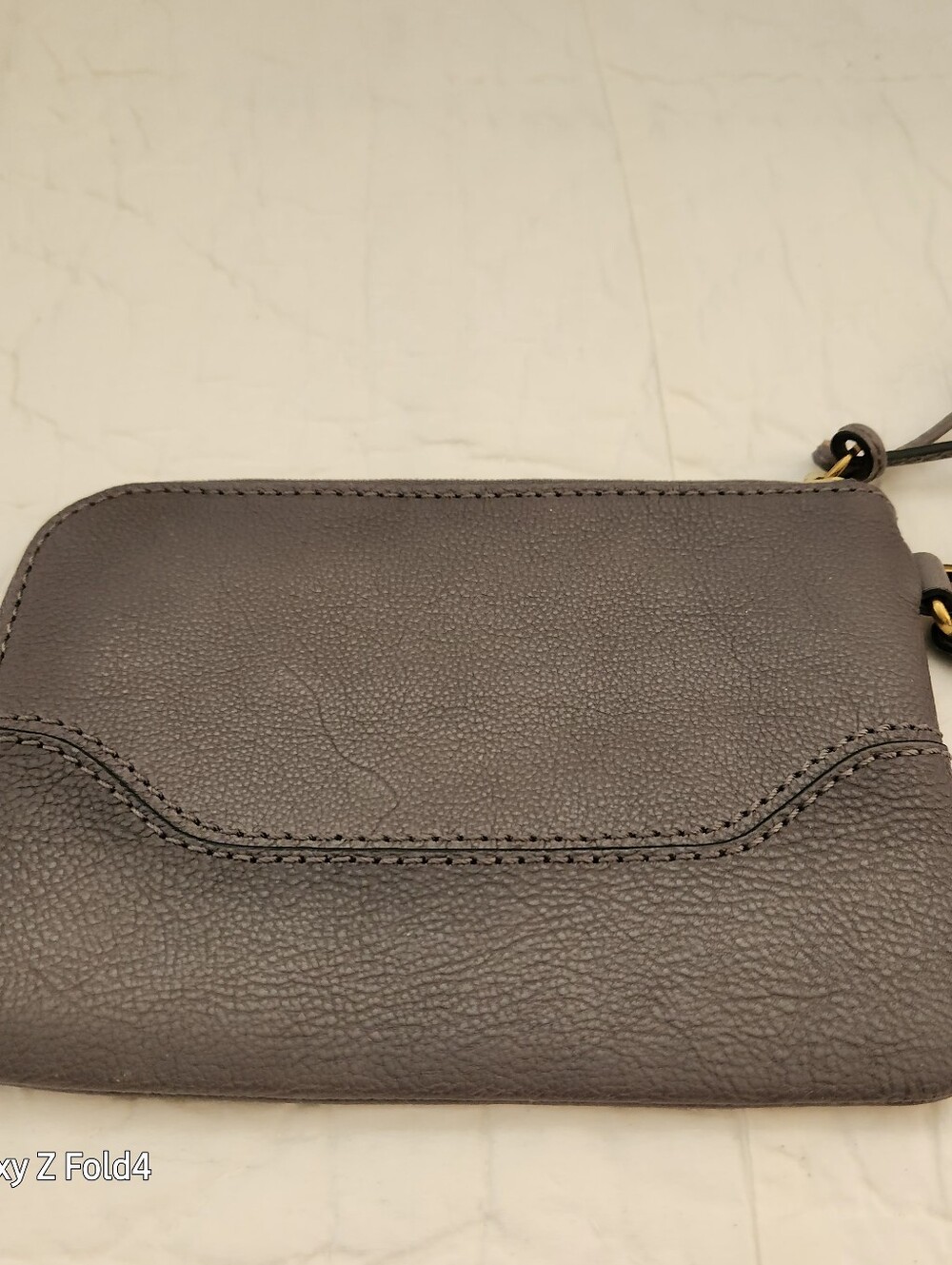 Frye Gray Pebbled Leather Wristlet Clutch